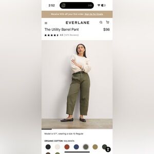 Everlane utility barrel pants (2 pairs, kalmatta and black)